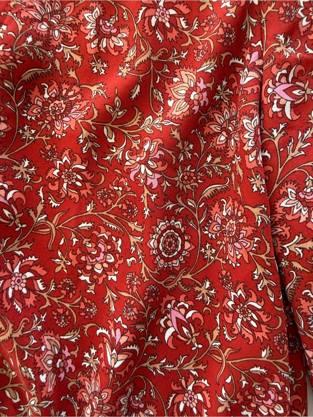 West of Melrose Red Floral Boho Long Sleeve Bodysuit Top Size Large 🌸 - Picture 6 of 8